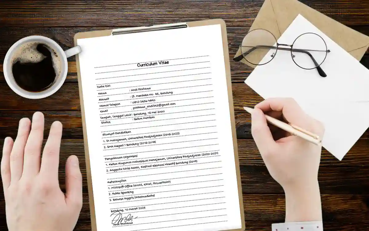 contoh cv lamaran kerja tulis tangan