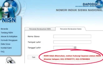 nisn tidak ditemukan