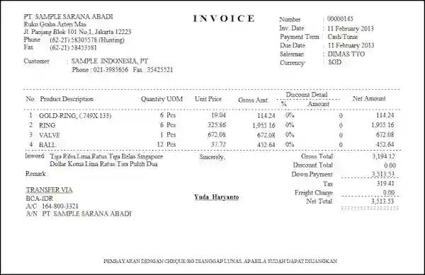 contoh invoice