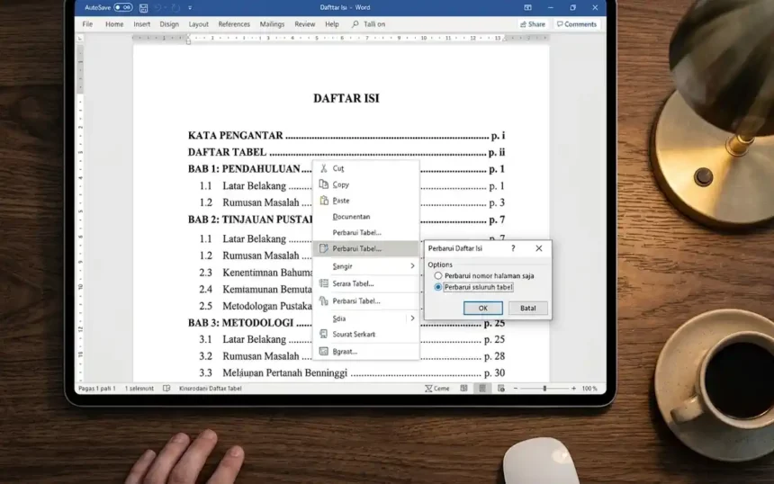 cara membuat daftar isi otomatis