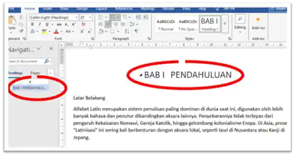 membuat daftar isi otomatis