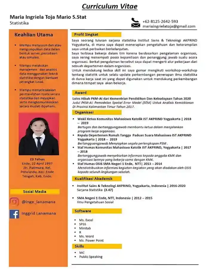 cv fresh graduate