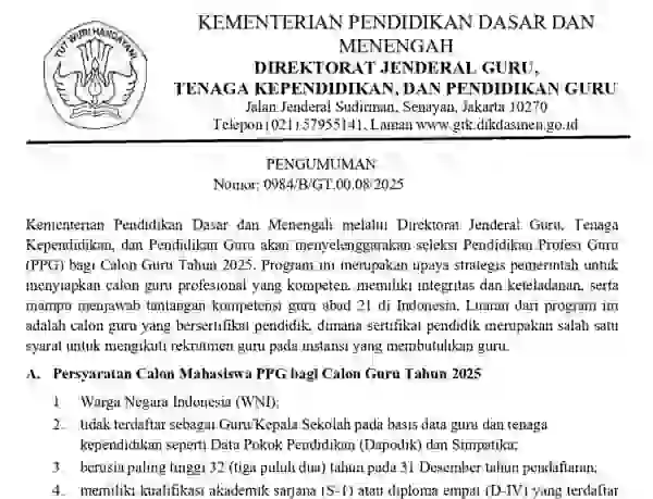 pendaftaran ppg prajabatan 2025