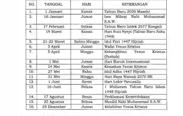libur nasional 2026